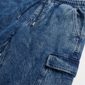 Custom Oversized Cropped Acid Wash <b>Distressed</b> Vintage Streetwear Hoodie Sweatpants Two Piece Set Men Winter Cotton Fit - Product Image 5