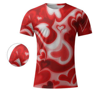 T-shirts d'été pour hommes de qualité supérieure, col rond, manches courtes, imprimés avec un motif de cœur, prix avantageux, faible MOQ - Product Image 3