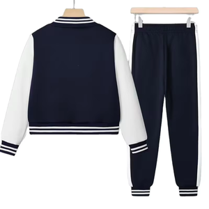 A Set of Two White Football Outfits for Boys Including Jacket Long Pants Stylish Collegiate Style Cotton Winter Anti-Bacterial - Product Image 2
