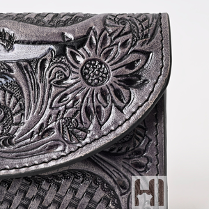 Long Natural Cowhide Leather <b>Wallet</b> Vintage Trifold - Product Image 2