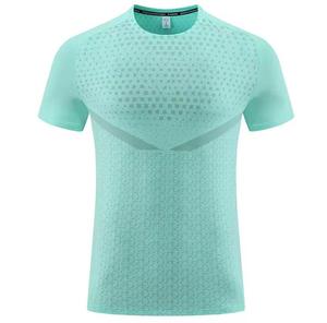 Men's Short Sleeve O-Neck T-<b>Shirt</b> Regular Fit Casual Knitted Cotton Jersey Anti-Pilling 320g Front Logo Breathable <b>Geometric</b> - Product Image 2