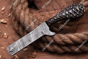 Cuchillo Profesional para Cortar Reses, Hoja de Acero Damasco con Alto Contenido de Carbono, Espiga Completa, Cuchillo de Caza Vaquero con Funda de Cuero Grabado OEM - Product Image 2