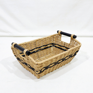 Top Rated Rectangle <b>Plastic</b> Synthetic Woven Eco-Friendly Storage Tray Lightweight Sturdy Iron Frame Desktop <b>Basket</b> - Product Image 5