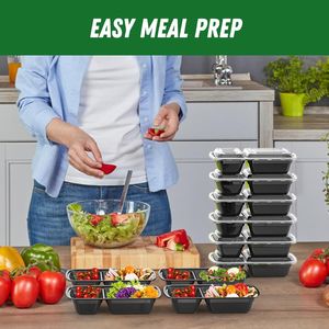 50 <b>Pack</b> (100-Piece) 28 oz Leakproof Meal Prep Containers with Sturdy Lids Microwave Freezer Safe 2-Compartment <b>Lunch</b> <b>Boxes</b> - Product Image 5