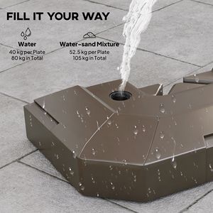Set di 2 pesi per ombrellone da esterno marrone, base da 231 libbre, riempibili con acqua o sabbia, per ombrelloni a braccio laterale - Product Image 5
