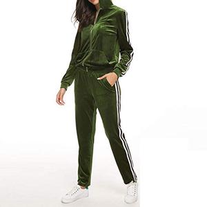 Ensemble de survêtement en velours pour femme, collection Hiver 2026, 2 pièces, coupe ajustée, veste et short de jogging, respirant, écologique, longueur au-dessus du genou - Product Image 1