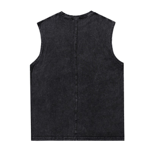Camiseta sin mangas estilo punk para hombre, con estampado de labios rojos, cuello redondo, de algodón, diseño de logo frontal. - Product Image 2