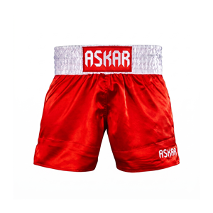 กางเกงมวยไทยสีแดง Askar สำหรับผู้ชาย ทรงปกติ พิมพ์ลายด้วยความร้อน ทนทาน ผลิตจากโพลีเอสเตอร์ แห้งเร็ว น้ำหนักเบา - Product Image 1