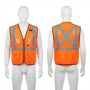 Chaleco de Seguridad de Malla de Poliéster Premium de 120 GSM, Talla Grande, Antiarrugas, Naranja, Cinta Reflectante de Alta Visibilidad, Bolsillos Utilitarios, Personalizable con Logotipo - Product Image 3