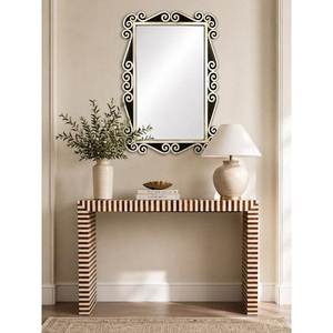 Table console de luxe en os incrusté, surface à motifs artisanale, meuble élégant pour entrée, décoration sophistiquée pour espace de vie C - Product Image 1