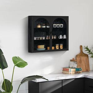 Vetrina Moderna con Porte in Vetro da 70 cm, Armadio a Muro a Doppio Ingresso per Esposizione e Conservazione di Stoviglie, Ideale per Ingresso, Soggiorno, Bagno e Sala da Pranzo - Product Image 1