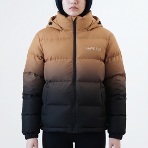 Veste matelassée à capuche pour femme Hawk Eye, couleur dégradée, hiver, chaude, épaisse, fermeture éclair, manches longues, longueur normale - Product Image 1