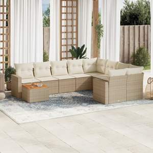 Conjunto de sofás de jardín beige crema blanco - Product Image 1