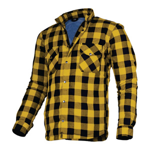 Chemise en flanelle à carreaux jaune et noir pour homme, 100% coton, manches longues, respirante, coupe-vent, pour une protection toute saison - Product Image 2