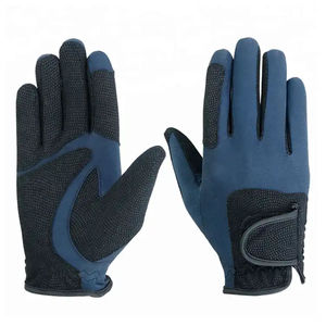 Gants d'équitation en cuir demi-doigts à faible MOQ avec évacuation de l'humidité, antidérapants, extensibles et fermeture auto-agrippante pour l'été et l'extérieur - Product Image 1