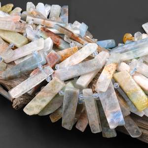 Cuentas de Aguamarina Natural Estilo Cleopatra, Rectangulares de Forma Libre con Punta, Hilo de Gemas para Fabricación de Joyas al por Mayor - Product Image 5