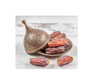 Plateau de service antique doré avec amandes, noix de cajou et raisins secs, plateau artisanal en métal pour le Ramadan, plateau à dattes et noix - Product Image 1
