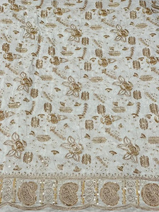 Wholesale Luxury Beaded Lace Fabric Embroidery <b>Sequin</b> Mesh Fabric Bridal Wedding Dress Party Wear <b>Material</b> - Product Image 2