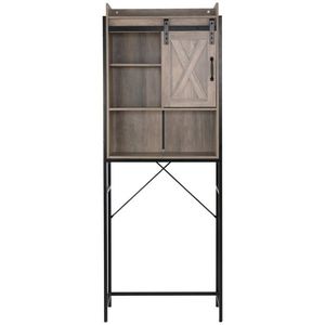FCH Retro Style MDF and Triamine Iron Frame Sliding Door Three-Layer Bathroom Cabinet with Shelves - Product Image 6