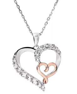 Collier pendentif cœur en argent sterling plaqué or rose 14 carats pour femme | Macy's - Product Image 1