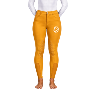 <b>Orange</b> Women Equestrian Breeches High Waist Compression Riding <b>Leggings</b> Silicone Grip Full Seat Horse Riding Pants Sports - Product Image 1