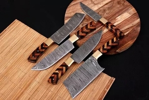 Vente directe d'usine, ensemble de couteaux de cuisine écologiques personnalisés, couteau de chef de haute qualité en acier inoxydable, manche en bois Pakka pour la viande - Product Image 1