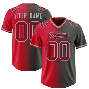 Custom V-Neck American Football Jersey Men's Purple <b>Green</b> Gradient Sublimated Print Team Name Number Regular Fit Short Sleeve - Product Image 2