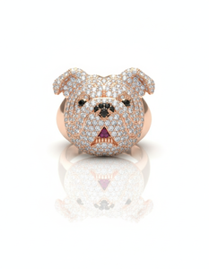 Stylish <b>Mens</b> Hip Hop Bulldog <b>Ring</b> Iced Out Dog Face Diamond Look 925 <b>Silver</b> or 10K 14K Gold Finish Luxury Statement Jewelry - Product Image 1