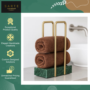 Toallero de Baño de Lujo Moderno y Ecológico de Mármol y Metal Dorado con Soporte de Almacenamiento - Product Image 6