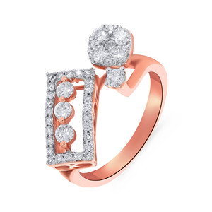 Elegante Anillo Abierto de Oro Rosa con Diseño de Hoja y Circonitas, Inspirado en Alas de Mariposa, para Mujeres y Niñas - Product Image 1
