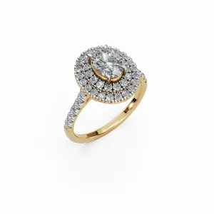 Bague de luxe en or jaune 18 carats avec diamants de laboratoire ovales et ronds, certifiée IGI, pour femmes, provenant d'un fournisseur indien - Product Image 4