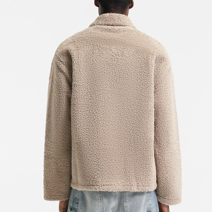 Veste en molleton sherpa à col zippé pour homme, couleur unie, décontractée, chaude pour l'hiver, doublure sherpa, coupe classique, manches longues, fabricant OEM - Product Image 2