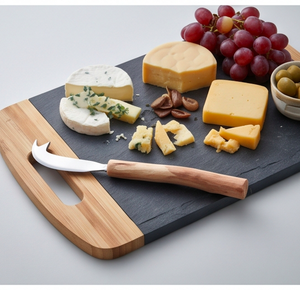 Couteau à fromage en acier inoxydable avec manche en bois, lame courbée, outil de cuisine portatif et pour usage domestique - Product Image 6