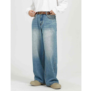 Jean large pour homme taille haute en coton délavé, pantalon décontracté respirant de poids moyen pour le printemps - Product Image 4