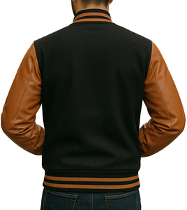 Chaqueta Varsity Personalizada para Hombre, Chaqueta Bomber de Béisbol Premium con Mangas en Contraste e Iniciales Bordadas - Product Image 2