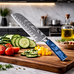 Handmade Chef <b>Set</b> Damascus Steel Resin Handle Leather Sheath 10-11.9in Blade Industrial Style - Product Image 4