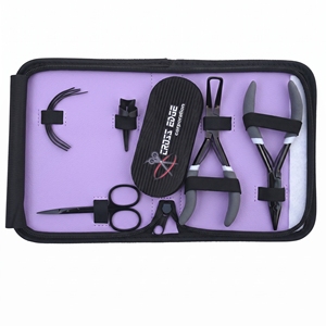 Kit professionnel d'outils pour extensions capillaires en acier inoxydable : pinces à micro-perles, aiguilles à coudre, séparateur de mèches Velcro - Product Image 1