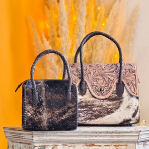 Sac fourre-tout tendance 2026 en cuir véritable avec fourrure, style bohème, motifs floraux gravés, sacs fourre-tout sculptés, sacs de style western - Product Image 5