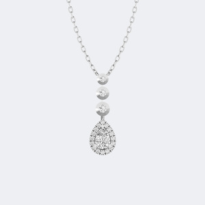 Collier avec pendentif en diamant rond brillant 0,60 carat avec halo et serti clos - Product Image 2