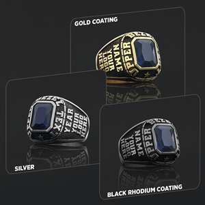 Anillo Escolar BOJ 016 Personalizado de Plata con Diamantes, Anillo de Graduación Universitario Unisex, Regalo para Fiestas y Ocasiones Especiales, Certificado - Product Image 2