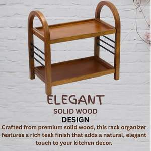 Étagère de rangement en bois à deux niveaux multifonctionnelle pour les pots à épices, les bouteilles de condiments, les herbes et l'organisation quotidienne de la cuisine - Product Image 3