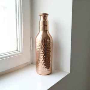 Pure Copper Eco-Friendly <b>1L</b> Unique Work Drinkware Ayurveda Yoga Benefits Copper <b>Water</b> <b>Bottle</b> Hammered Finish Portable Modern - Product Image 3