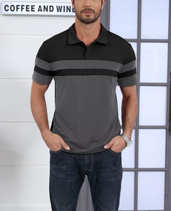 OEM Service Wholesale Breathable Color Block Knitted Print Men's for <b>Shirt</b> Casual Short Sleeve Cotton/Poly Blend Pique - Product Image 3