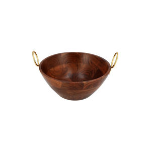 Tazón de Madera con Asas de Anillo Doradas, Diseño Minimalista Hecho a Mano, Libre de BPA, para Servir Alimentos y Regalos - Product Image 1
