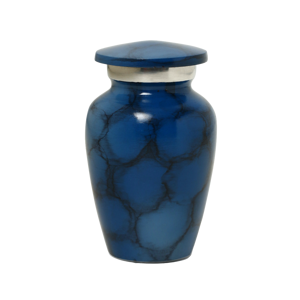 Blue Marble Effect Metal Cremation Urn Mini Keepsake <b>Casket</b> <b>for</b> Human and Pet <b>Ashes</b> Custom Design - Product Image 1