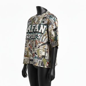 T-shirt ample pour femme en coton épais, imprimé sur toute la surface, style streetwear, avec logo personnalisé, t-shirts amples en coton pour femme - Product Image 4