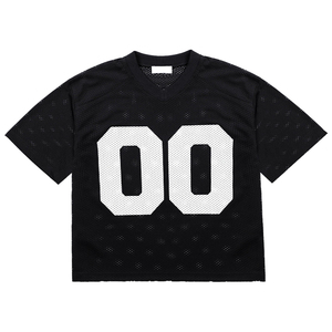 T-shirts Boxy à Logo Sérigraphié Noir Style Vintage Extérieur Maillot de Football Américain en Maille pour Hommes - Product Image 1