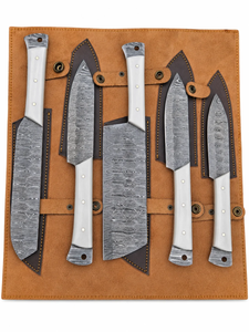 Juego de Cuchillos LEGACY BLADES de Acero de Damasco Hechos a Mano, 5 Piezas, Mango de Resina, Hoja Recta Pulida, Cuchillos de Chef Ambidiestros - Product Image 5