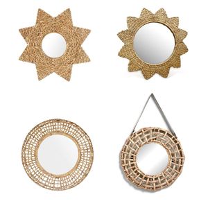 Sunburst <b>Makeup</b> <b>Mirror</b> Dressing Bedroom Bathroom Water Hyacinth Straw <b>Mirror</b> Living Room Decor - Product Image 1