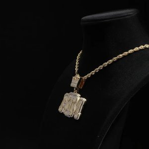 Pendentif de luxe en perle d'eau douce et moissanite, motif glace, en argent sterling 925 plaqué or, collier de créateur Hip Hop - Product Image 3